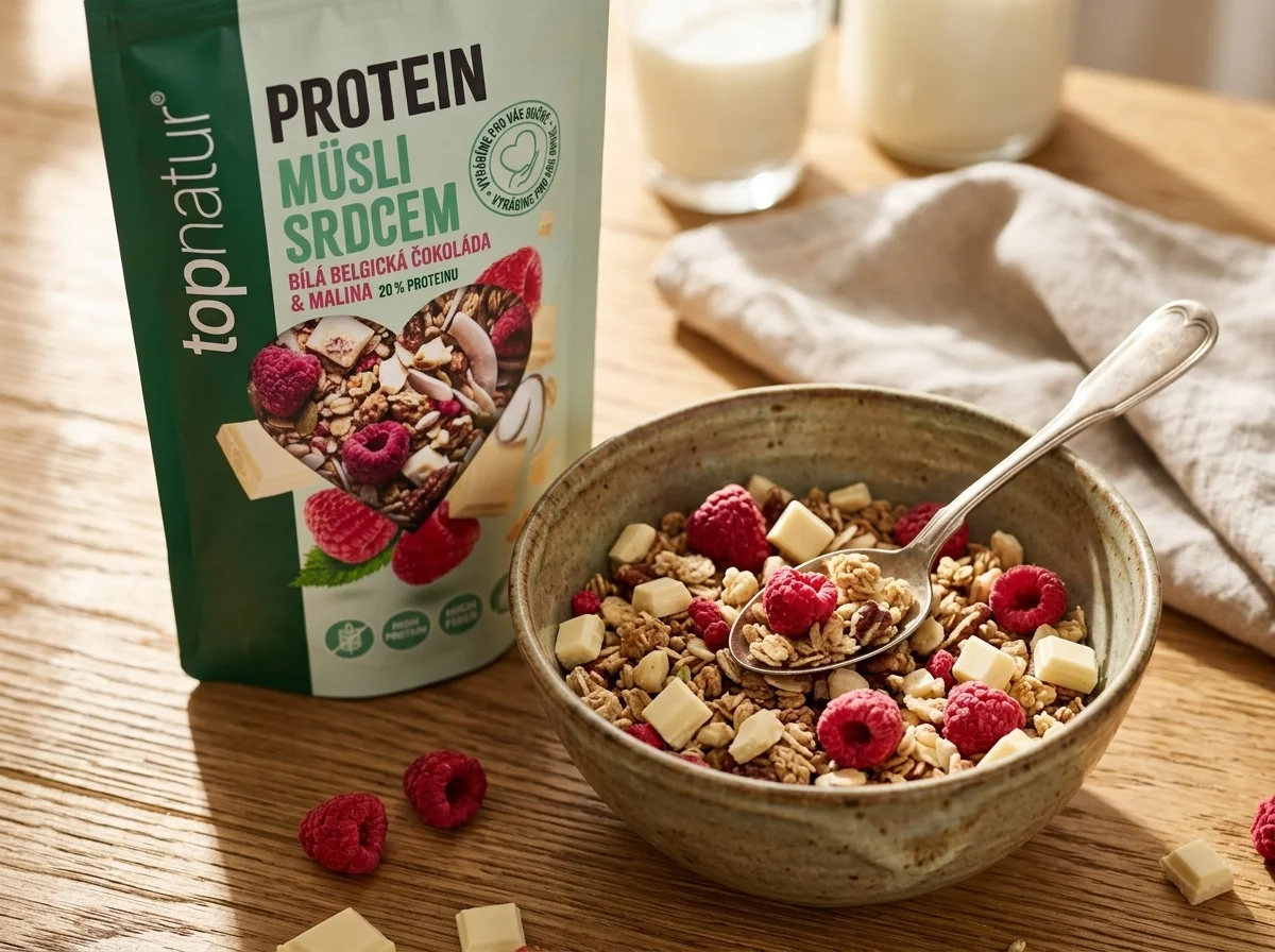 Proteinové müsli s malinami