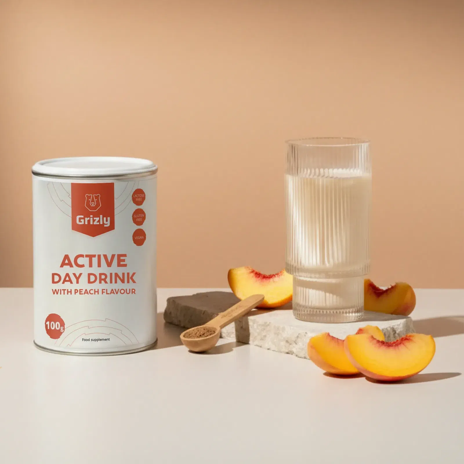 GRIZLY Active Day Drink peach