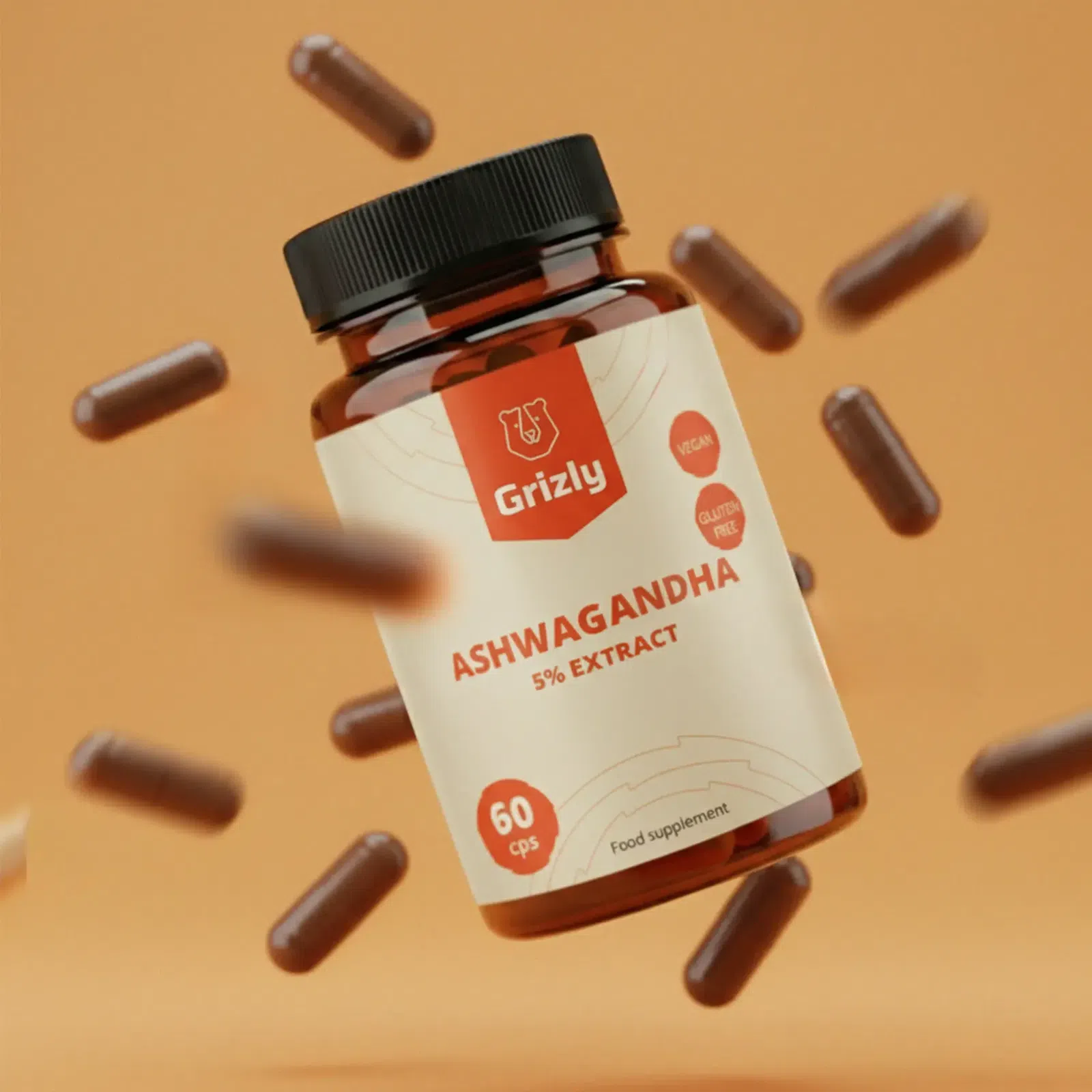 GRIZLY Ashwagandha 5 % Extrakt, 60 kapslí