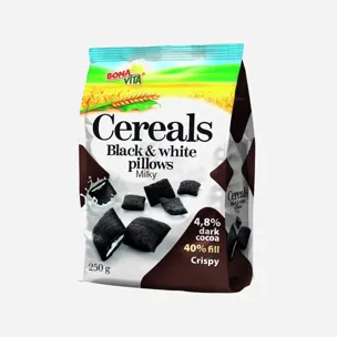 Cereální polštářky Black white pillows s mléčnou náplní 6 x 250 g