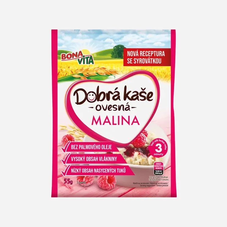 Dobrá kaše ovesná s malinami