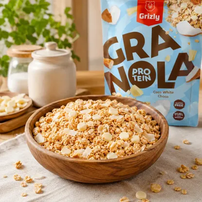 Granola s proteinem bílá čokoláda a kokos