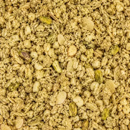 Granola s proteinem pistácie a bílá datlová čoko