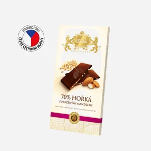 Hořká čokoláda 70% s praženými mandlemi 5 x 80 g