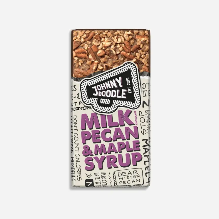 Johny Doodle Mléčná čokoláda, pekanové ořechy a javorový sirup 12 x 150 g