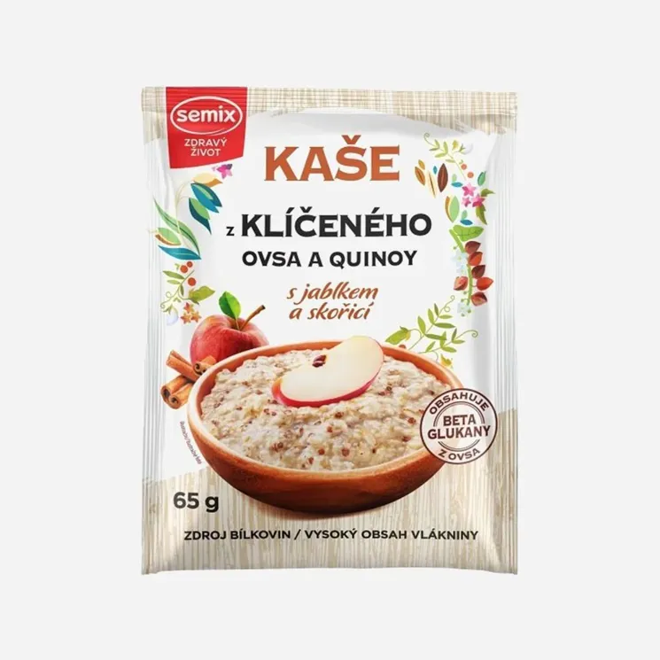Kaše z klíčeného ovsa a quinoy s jablkem a skořicí bez lepku