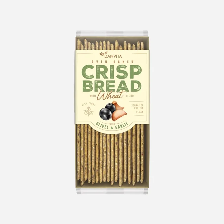Křehké pšeničné plátky s olivami a česnekem 5 x 130 g