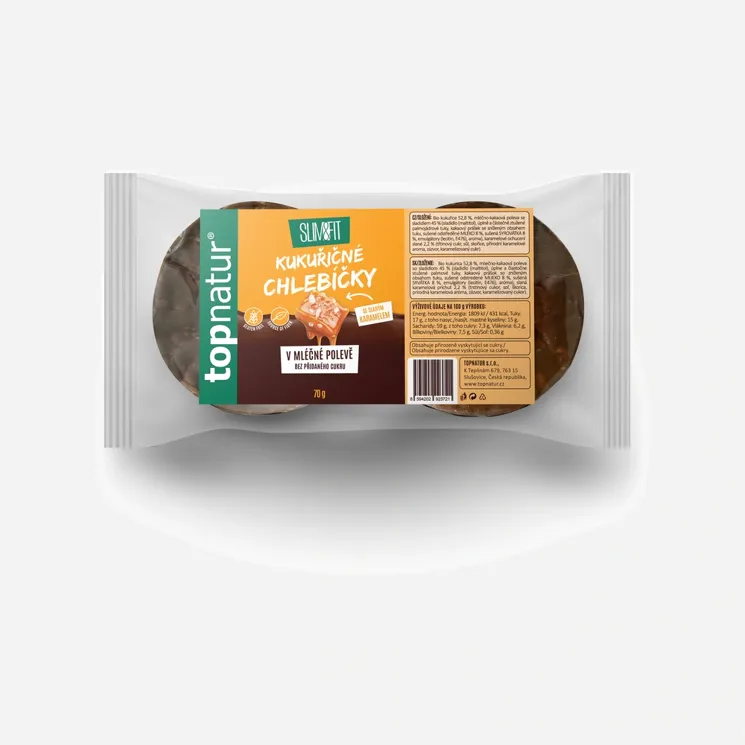Kukuřičné chlebíčky se slaným karamelem s mléčnou polevou 6 x 70 g