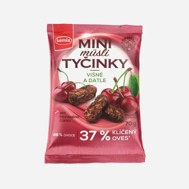 Mini müsli tyčinky s višněmi bez lepku