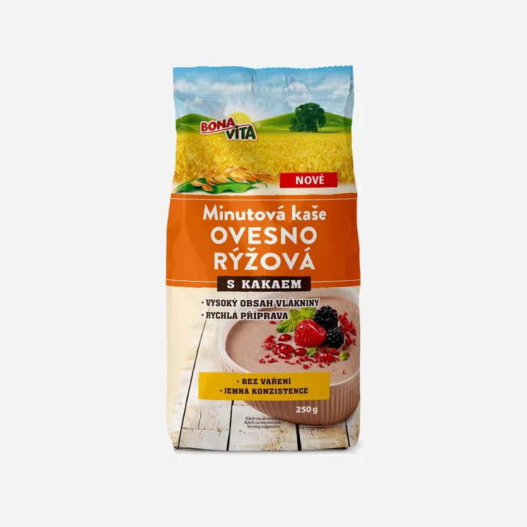 Minutová ovesno-rýžová kaše s kakaem