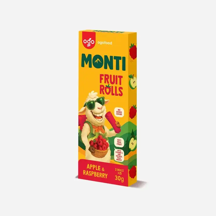 Monti ovocná trubička jablko a malina 6 x 30 g