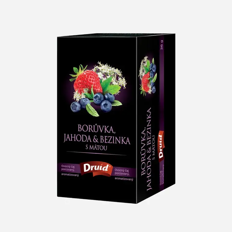 Ovocný čaj borůvka, jahoda a bezinka s mátou 6 x 36 g