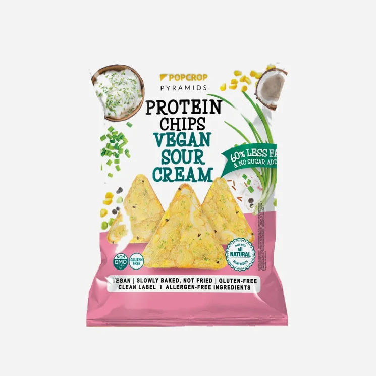 Proteinové chipsy s příchutí zakysané smetany
