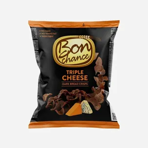 Tmavé chlebové chipsy se třemi druhy sýrů 5 x 120 g